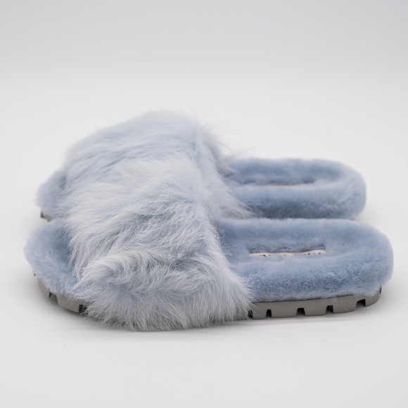 size 40eu 10 US Miu Miu Faux Fur Plush Sandals Slides Blue - Picture 4 of 12